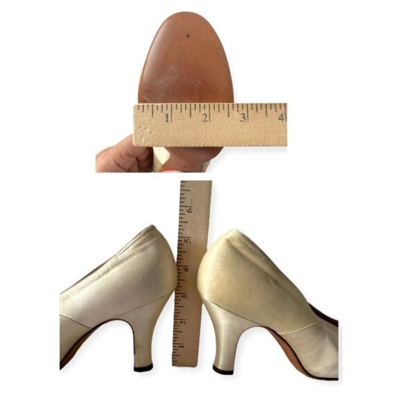 Saks Fifth Avenue 'Debutante Fashions' Ivory Satin Heels – Circa‎ 1950s, 5C - Picture 12 of 13